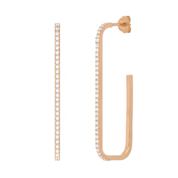 Leaf Jewelry Creole Square mit Zirkonia, 18 K Rosegold vergoldet