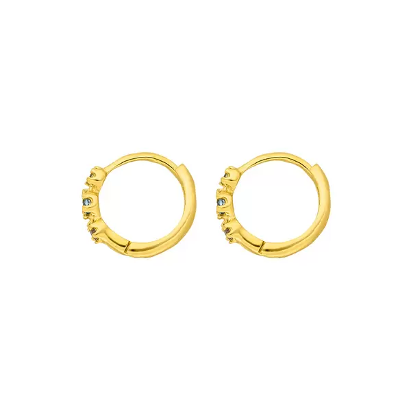 Leaf Jewelry Creole Three Gems, Blauer Topas, 18 K Gelbgold Vergoldet