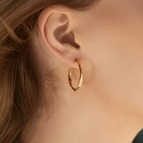 Leaf Jewelry Creole Twist, 20mm, 18 K Gelbgold Vergoldet