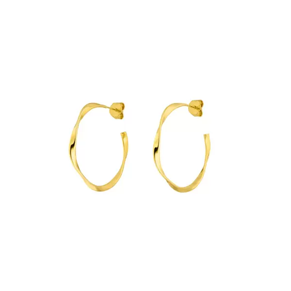 Leaf Jewelry Creole Twist, 20mm, 18 K Gelbgold Vergoldet