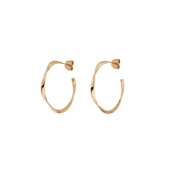 Leaf Jewelry Creole Twist, 20mm, 18 K Rosegold Vergoldet