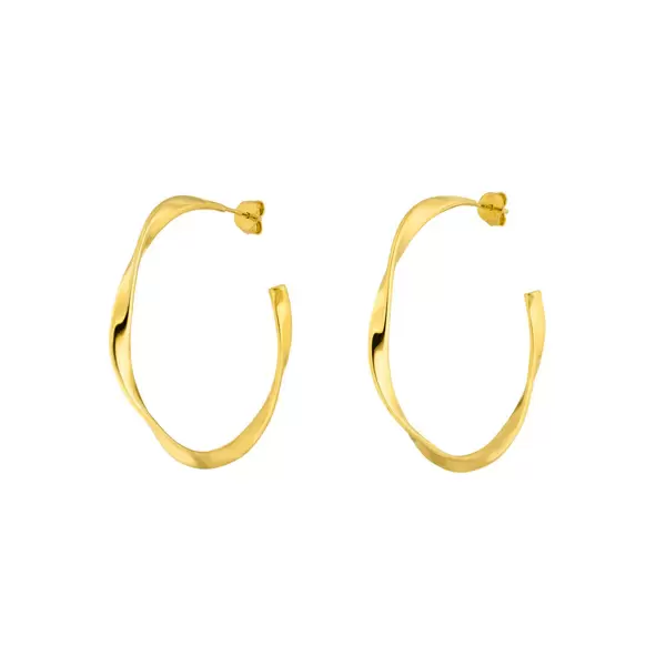 Leaf Jewelry Creole Twist, 40mm, 18 K Gelbgold Vergoldet