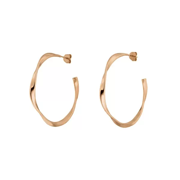 Leaf Jewelry Creole Twist, 40mm, 18 K Rosegold Vergoldet