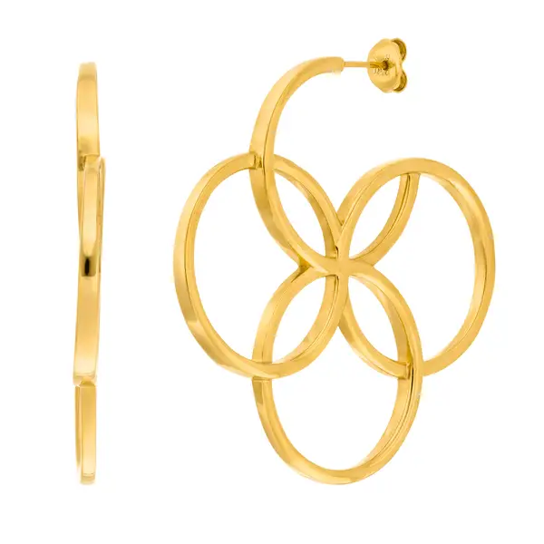 Leaf Jewelry Creolen Clover Charm, Groß, 18 K Gelbgold Vergoldet