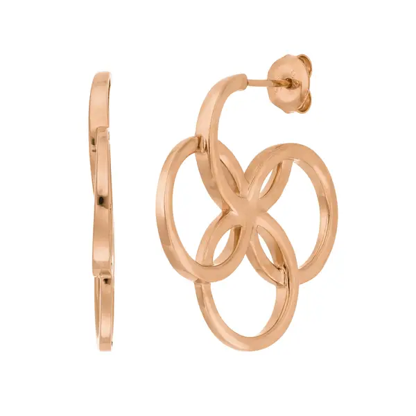 Leaf Jewelry Creolen Clover Charm, Klein, 18 K Rosegold Vergoldet