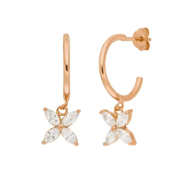 Leaf Jewelry Creolen Leaf Flower, 18 K Rosegold vergoldet