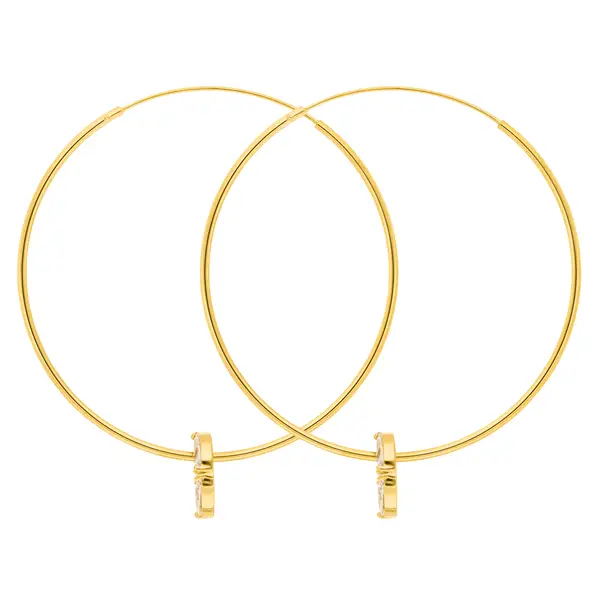 Leaf Jewelry Creolen Zirkonia Flower, 18 K Gelbgold Vergoldet