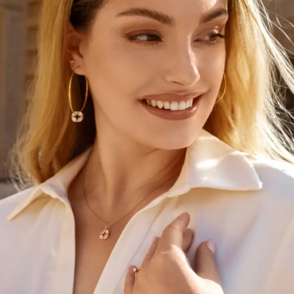 Leaf Jewelry Creolen Zirkonia Flower, 18 K Rosegold Vergoldet