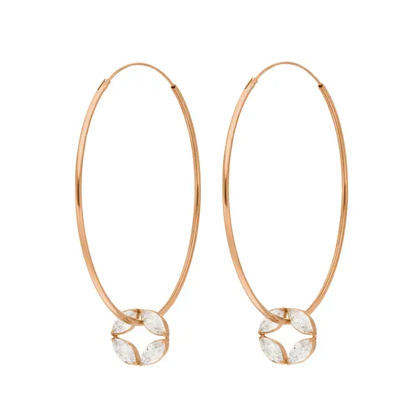 Leaf Jewelry Creolen Zirkonia Flower, 18 K Rosegold vergoldet