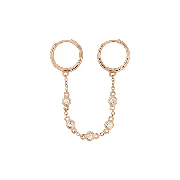 Leaf Jewelry Ear Candy - Double Hoop, Zirkonia, 18 K Rosegold Vergoldet