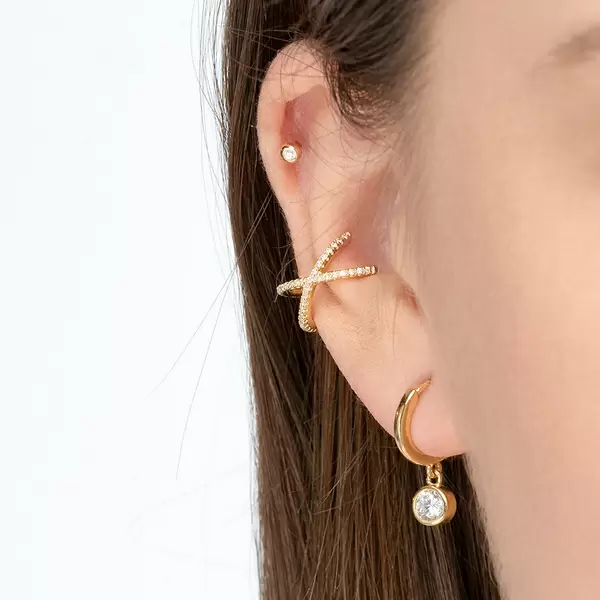 Leaf Jewelry Ear Mix, 4-er Set, 18 K Gelbgold vergoldet
