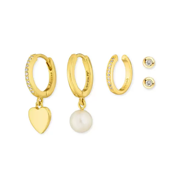 Leaf Jewelry Ear Mix, 5-er Set, 18 K Gelbgold Vergoldet