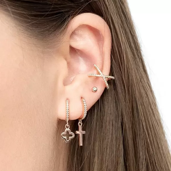 Leaf Jewelry Ear Mix, 5-er Set, 18 K Rosegold vergoldet