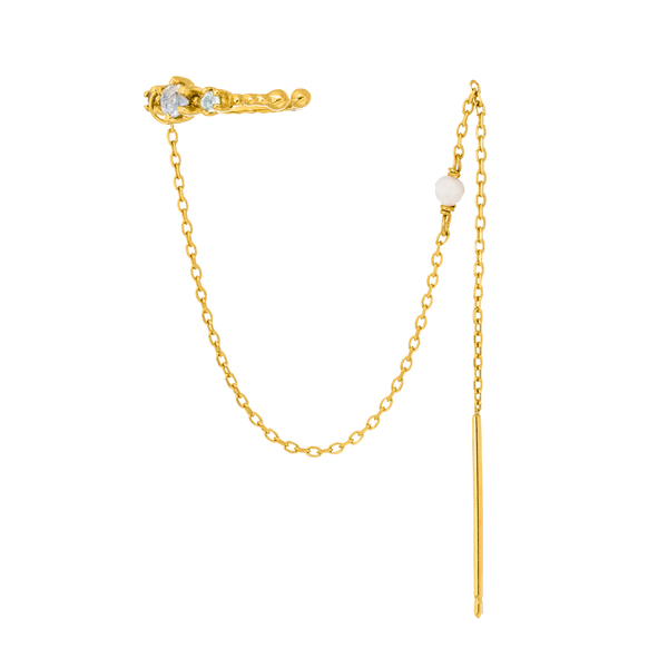 Leaf Jewelry Earcandy, Mondstein/Blauer Topaz, 18 K Gelbgold Vergoldet