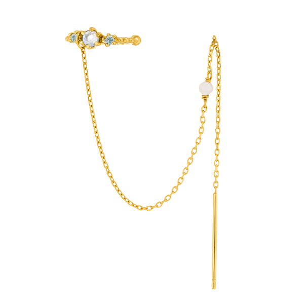 Leaf Jewelry Earcandy, Mondstein/Blauer Topaz, 18 K Gelbgold vergoldet