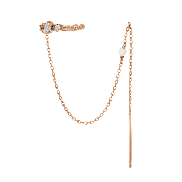 Leaf Jewelry Earcandy, Mondstein/Blauer Topaz, 18 K Rosegold Vergoldet