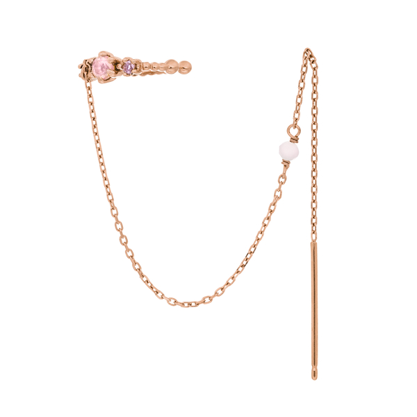 Leaf Jewelry Earcandy, Rosenquarz/Amethyst, 18 K Rosegold Vergoldet