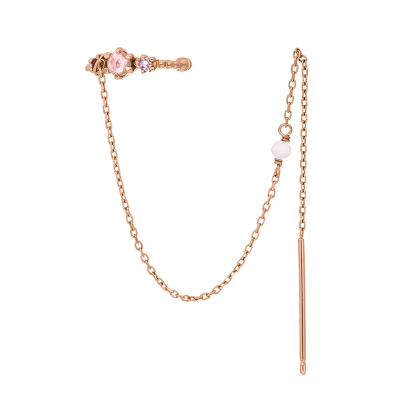 Leaf Jewelry Earcandy, Rosenquarz/Amethyst, 18 K Rosegold vergoldet