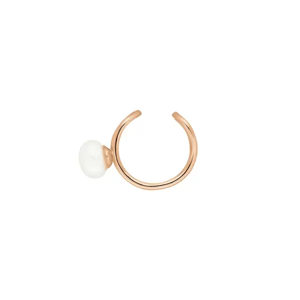 Leaf Jewelry Earcuff 2 Pearls, 18 K Rosegold Vergoldet