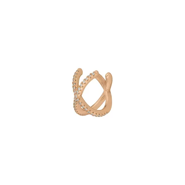 Leaf Jewelry Earcuff Cross CZ, 18 K Rosegold vergoldet