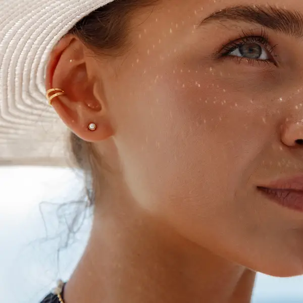 Leaf Jewelry Earcuff Double Line, 10 Mm, 18 K Rosegold Vergoldet