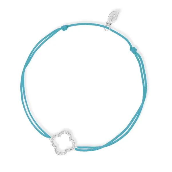 Leaf Jewelry Fußbändchen Kleeblatt mit Diamanten, 18 K Weißgold, Türkis