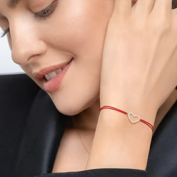 Leaf Jewelry Glückarmband Herz Mit Diamanten, 18 K Gelbgold, Beige