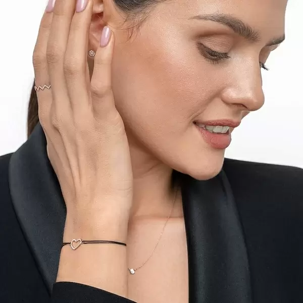 Leaf Jewelry Glückarmband Herz Mit Diamanten, 18 K Rosegold, Beige