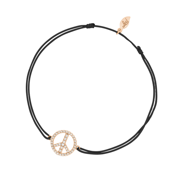 Leaf Jewelry Glücksarmband PEACE mit Zirkonia, 18 K Rosegold vegoldet, Schwarz