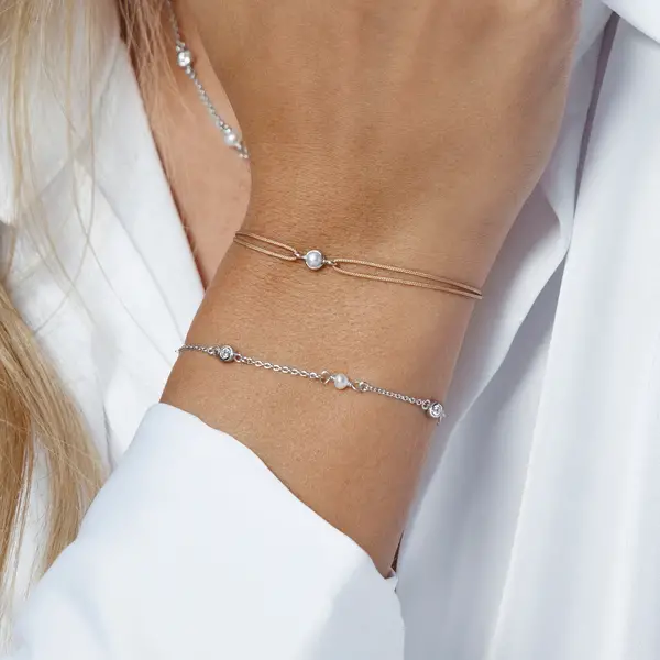 Leaf Jewelry Glücksarmband Pure Mit Perle, 18 K Gelbgold Vergoldet, Schwarz