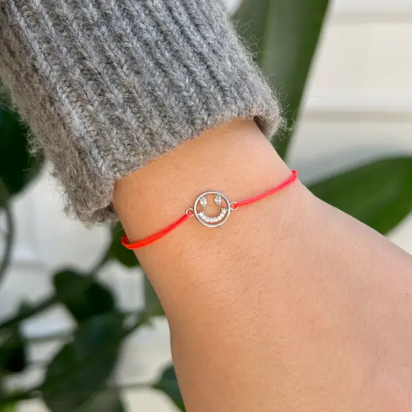 Leaf Jewelry Glücksarmband Smiley, 18 K Rosegold Vergoldet, Grau