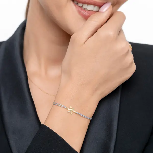 Leaf Jewelry Glücksarmband Snowflake, 18 K Gelbgold Vergoldet, Beige