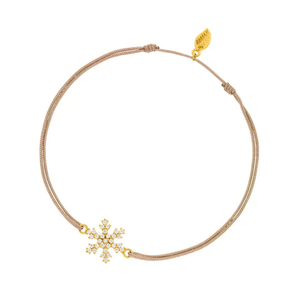 Leaf Jewelry Glücksarmband Snowflake, 18 K Gelbgold vergoldet, Beige