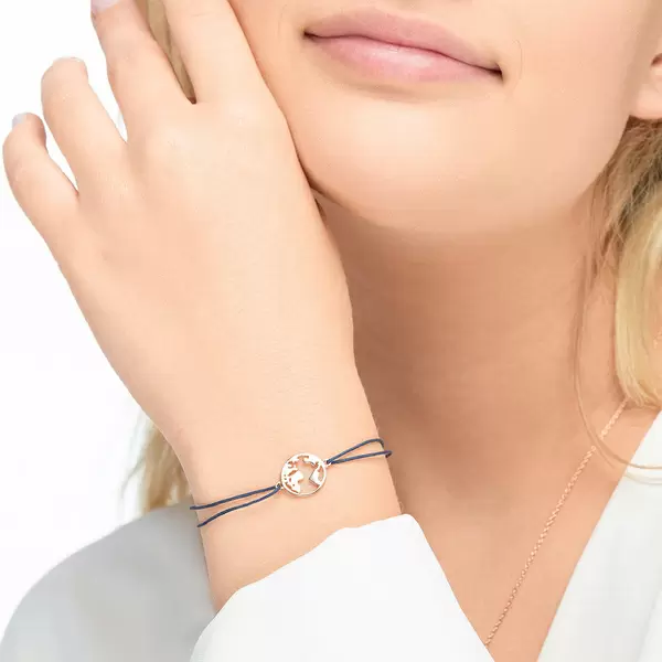 Leaf Jewelry Glücksarmband Weltkugel, 18 K Rosegold Vergoldet, Beige