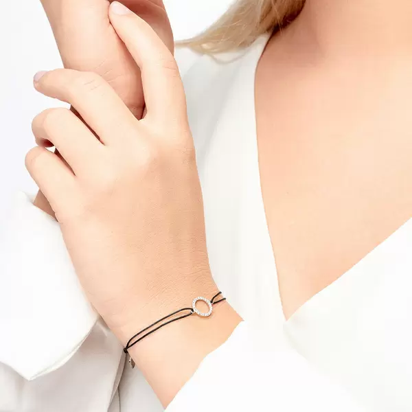 Leaf Jewelry Glücksarmbändchen Circle Zirkonia, Silber, Grau