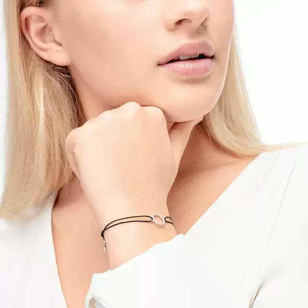 Leaf Jewelry Glücksarmbändchen Circle Zirkonia, Silber, Grau