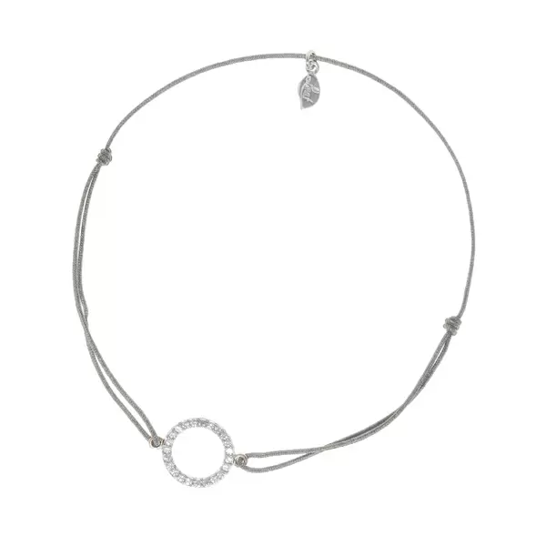 Leaf Jewelry Glücksarmbändchen Circle Zirkonia, Silber, Grau