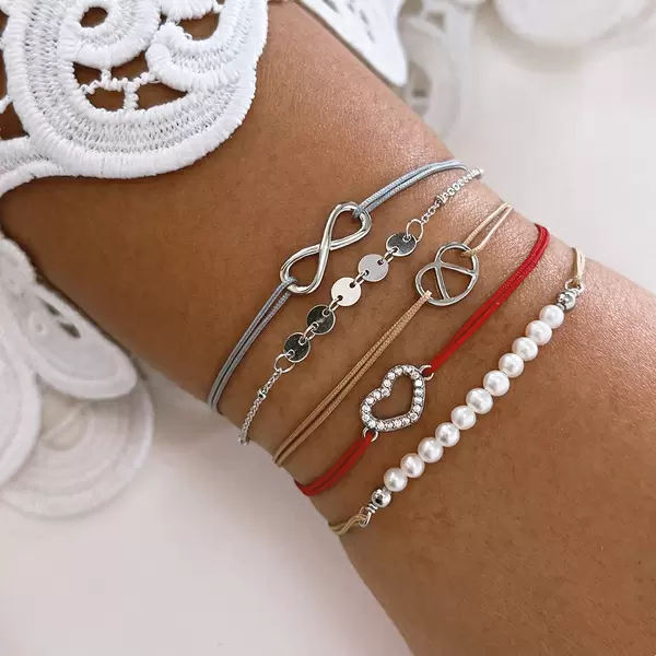 Leaf Jewelry Glücksarmbändchen Herz Zirkonia, Roségold Vergoldet, Grau