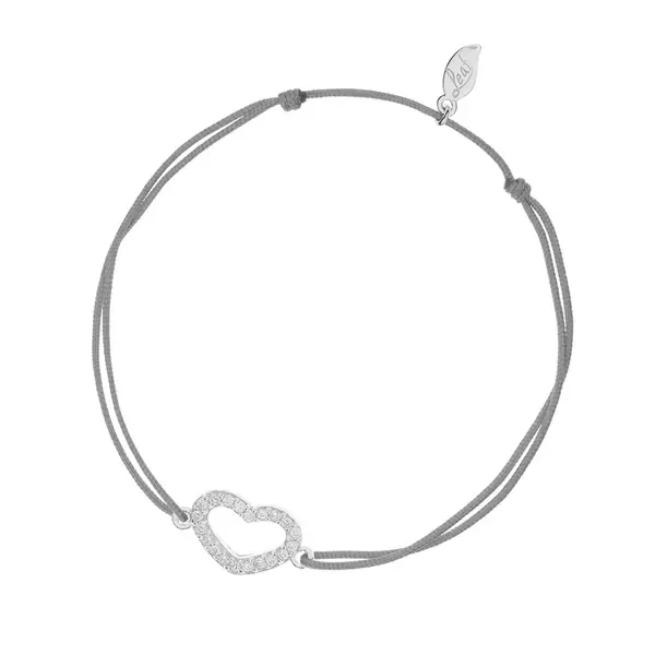 Leaf Jewelry Glücksarmbändchen Herz Zirkonia, Silber, Grau