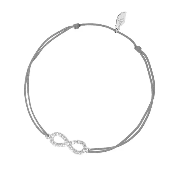 Leaf Jewelry Glücksarmbändchen Infinity Zirkonia, Silber, Grau