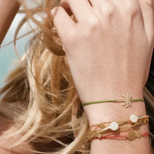 Leaf Jewelry Glücksbändchen Ananas, Gelbgold Vergoldet