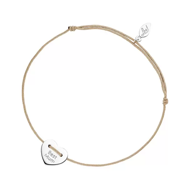 Leaf Jewelry Glücksbändchen "Best Mum", 925 Sterlingsilber, Beige