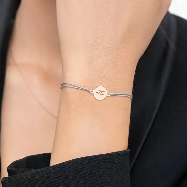 Leaf Jewelry Glücksbändchen Birds, 14 K Rosegold, Beige