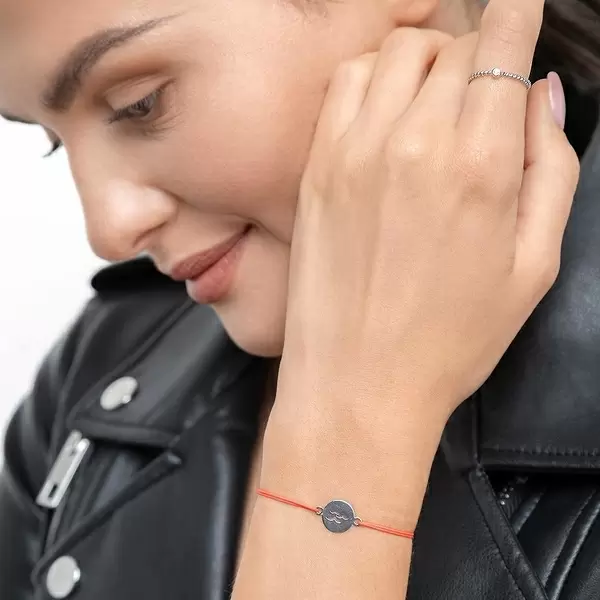 Leaf Jewelry Glücksbändchen Birds, 14 K Weißgold, Beige