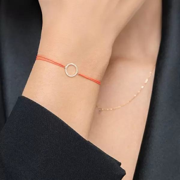 Leaf Jewelry Glücksbändchen Circle Mit Diamanten, 18 K Gelbgold,Beige