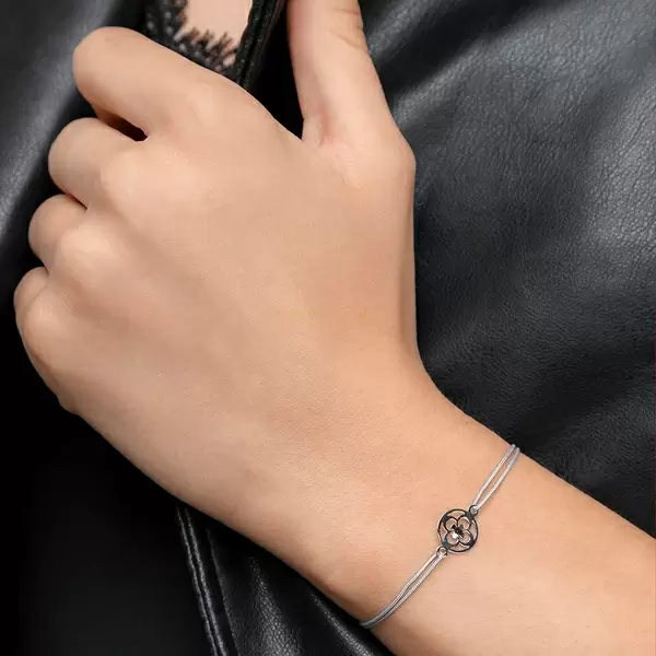 Leaf Jewelry Glücksbändchen Clover, 14 K Weißgold, Beige