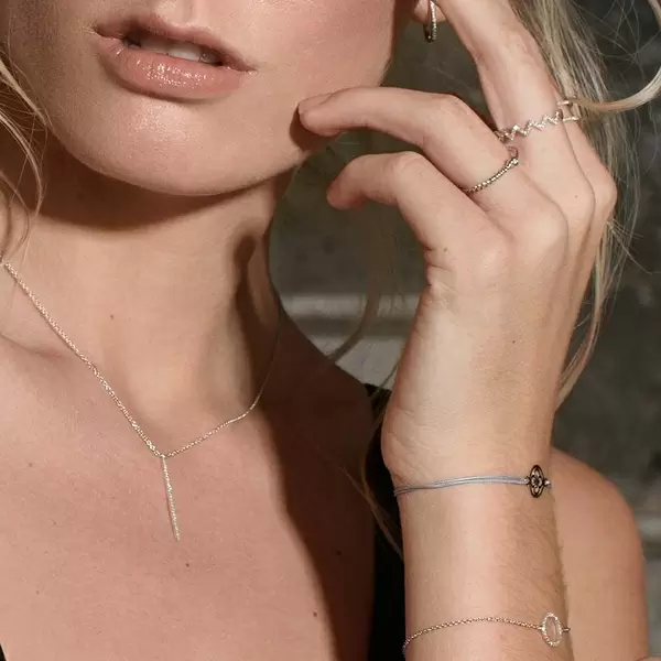 Leaf Jewelry Glücksbändchen Clover, 14 K Weißgold, Beige