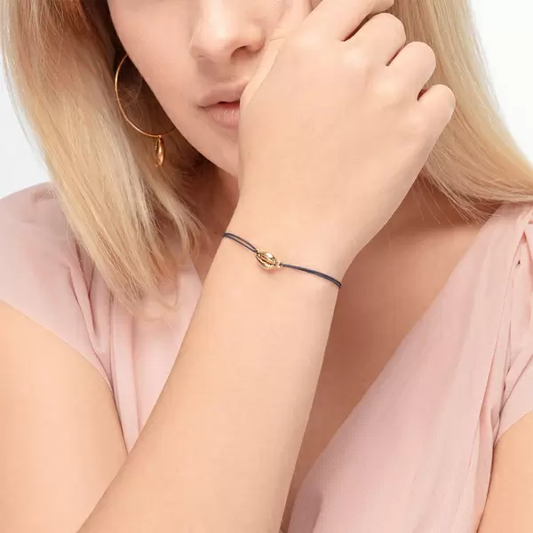 Leaf Jewelry Glücksbändchen Cowrie Shell, 18 K Rosegold Vergoldet, Navy