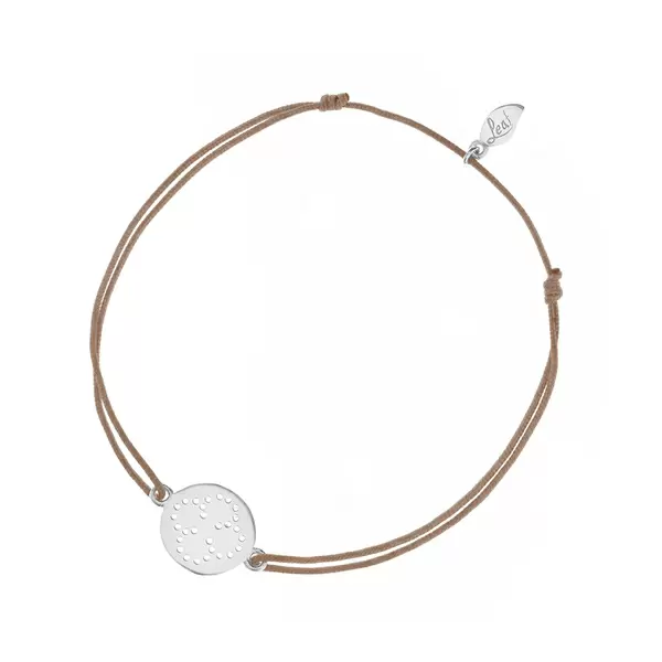 Leaf Jewelry Glücksbändchen Disc CLOVER, Silber, Beige
