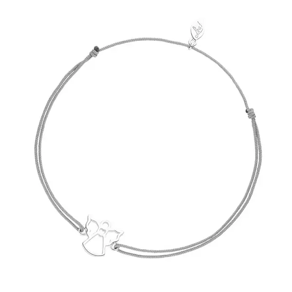 Leaf Jewelry Glücksbändchen Engel, Grau, 925 Sterlingsilber